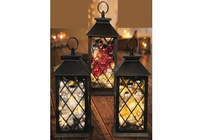 Premier Lit Bauble Lantern (Battery Operated, Warm White LEDs, 27cm)